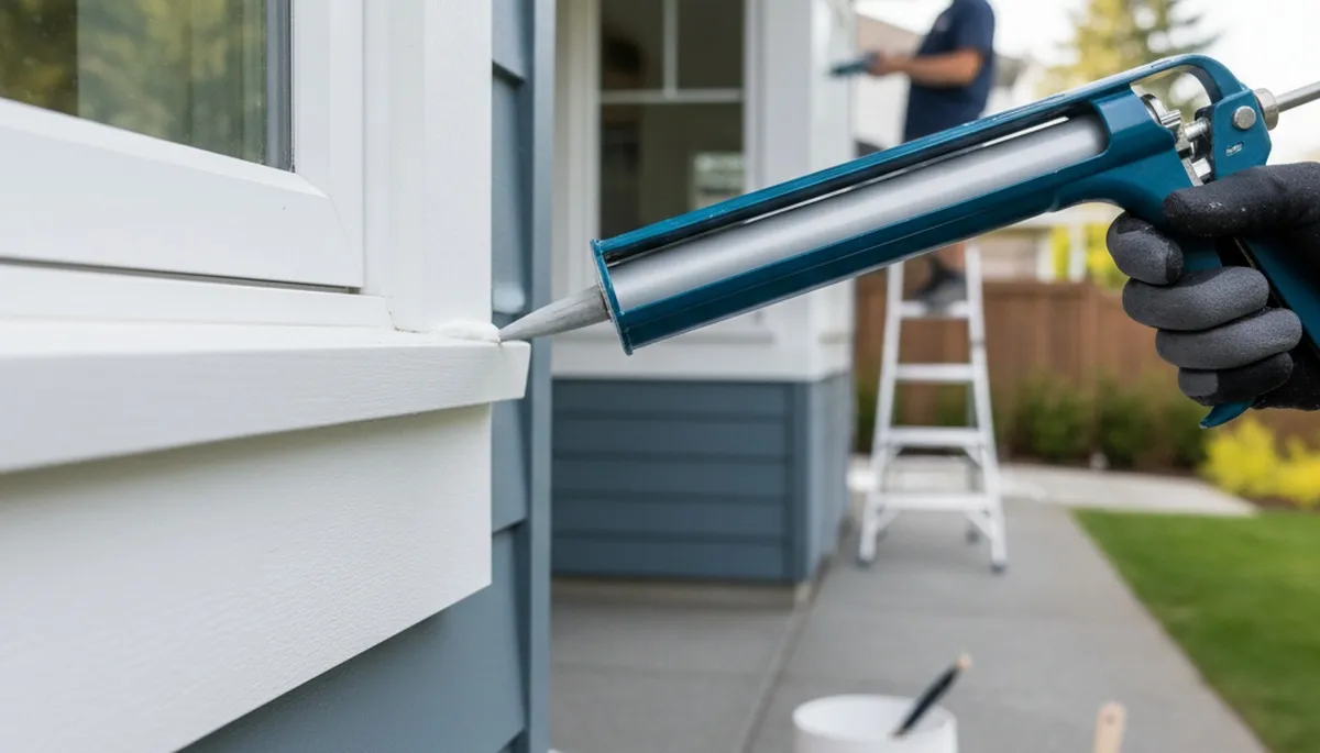 Professional caulking and sealing on Green Bay WI home exterior for weatherproof protection