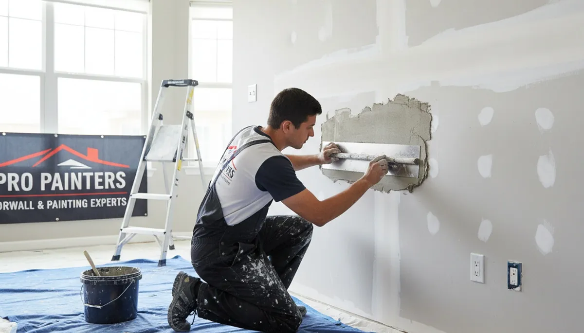 Professional drywall repair and wall patching in Green Bay, WI home by expert painters