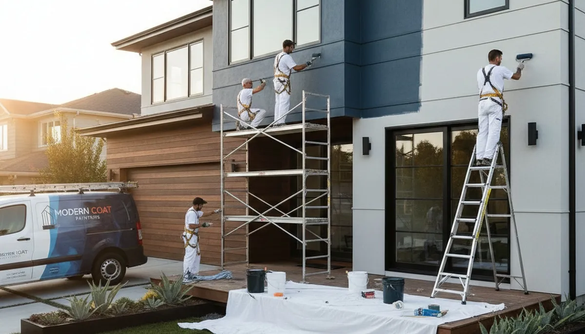 Professional exterior house painters in Green Bay WI applying weather-resistant paint finish