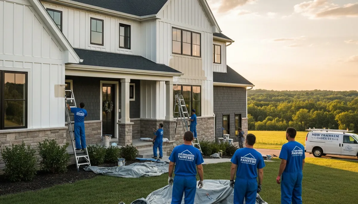 Professional house painters working on exterior home repaint in Green Bay WI