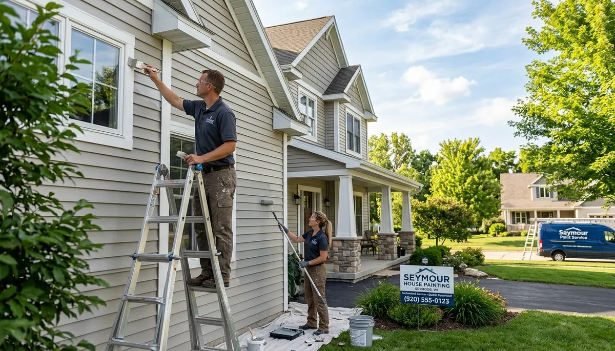 Professional house painters in Green Bay WI finishing exterior home painting project