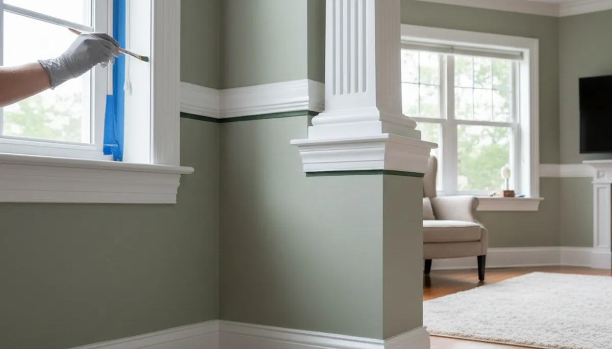 Professional interior trim painting with crisp lines highlighting Green Bay, WI home architecture