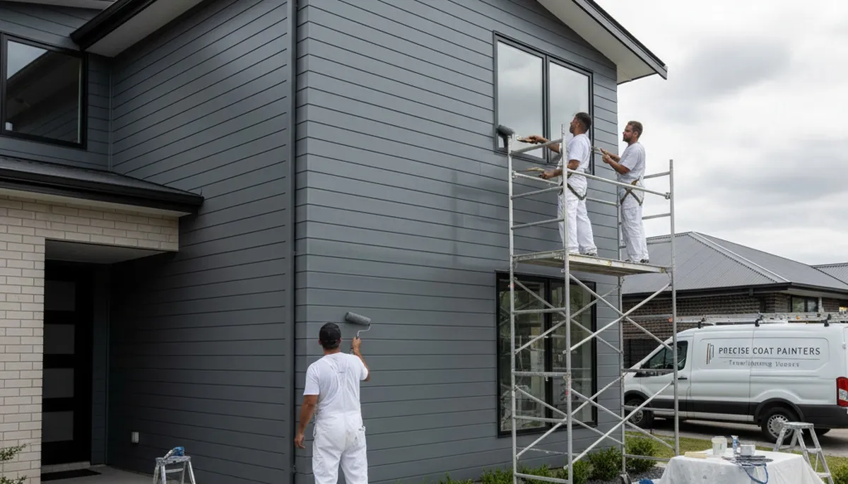 Professional siding painting on Green Bay, WI home exterior by expert house painters