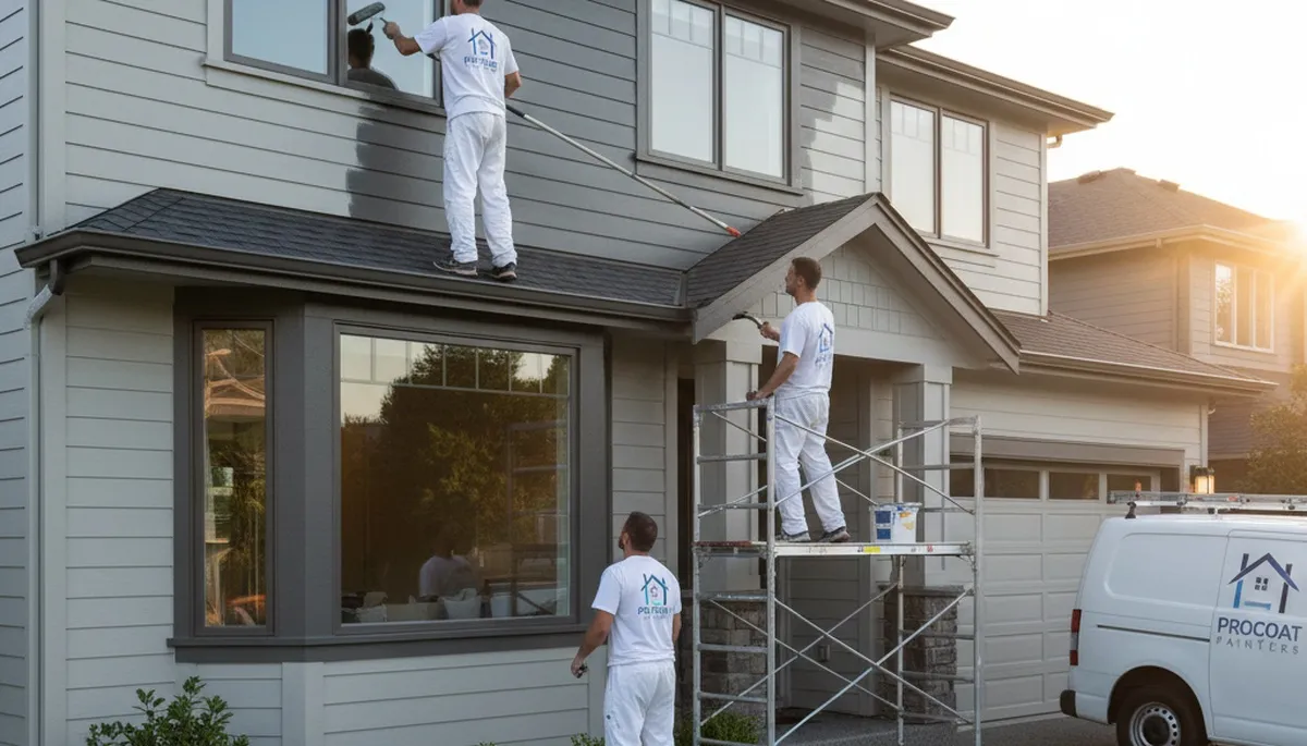 Professional siding painting on Green Bay WI home exterior by expert house painters