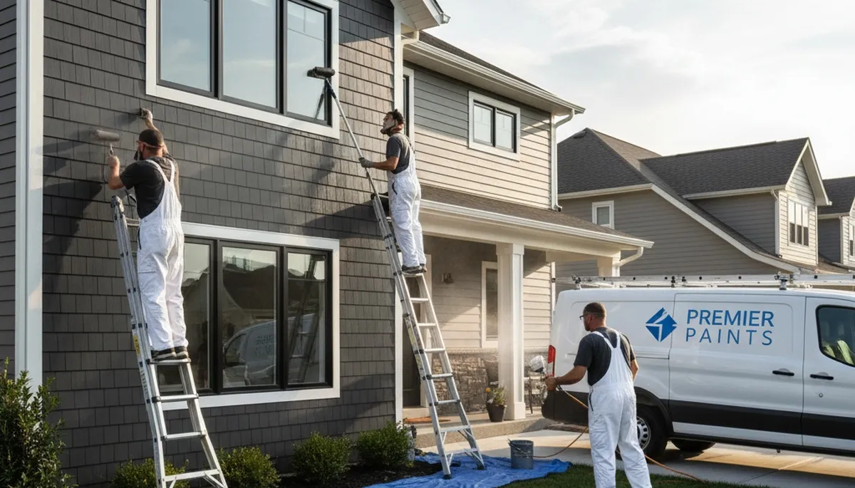 Professional siding painting on a Green Bay WI home exterior by expert house painters