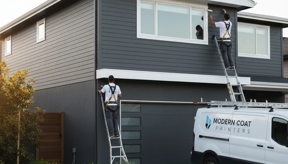 Professional trim and fascia painting on Green Bay WI home exterior by expert house painters