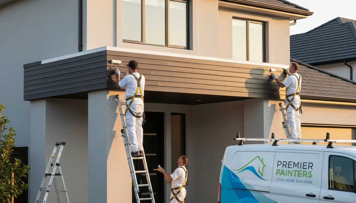 Professional trim and fascia painting on Green Bay WI home by expert house painters